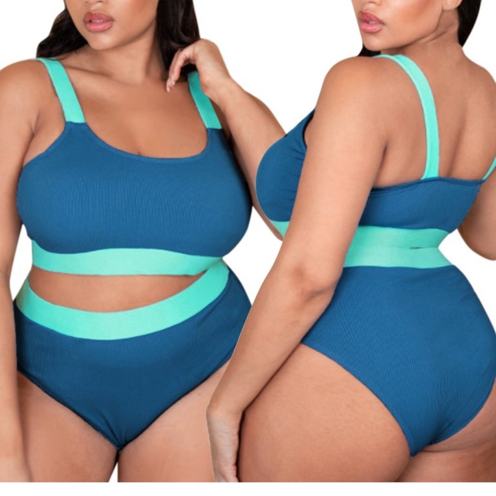 Mokingtop Women’s Two Pieces Bathing Top Ruffled with High Waisted Bottom Bikini